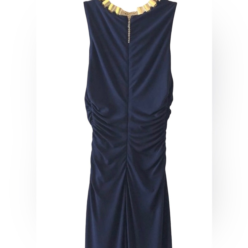 LAUNDRY BY SHELLI SEGAL BLACK SHIRRED JERSEY NECKLACE DRESS/GOWN size si… - Picture 8 of 16